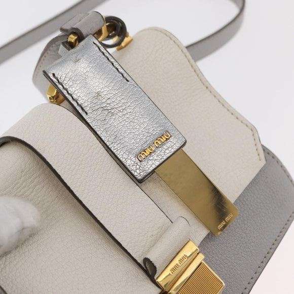 Miu Miu Shoulder Bag Leather Gray Gold Auth bs34805A