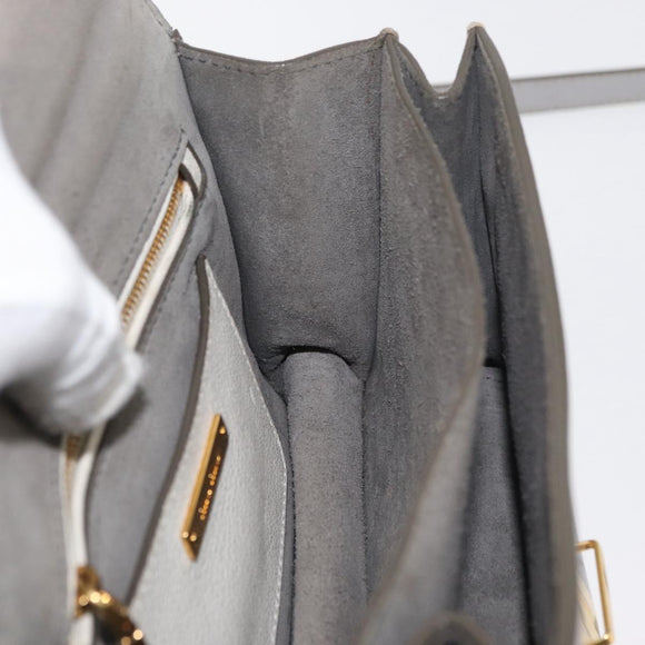 Miu Miu Shoulder Bag Leather Gray Gold Auth bs34805A