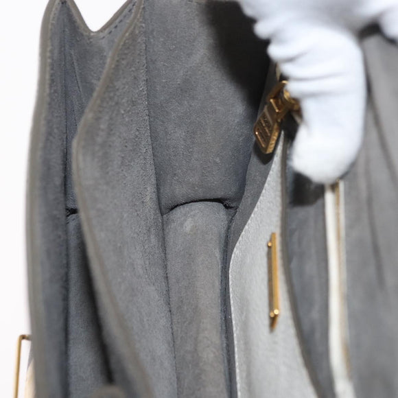 Miu Miu Shoulder Bag Leather Gray Gold Auth bs34805A