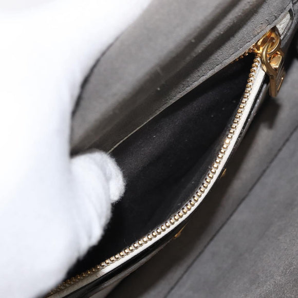Miu Miu Shoulder Bag Leather Gray Gold Auth bs34805A