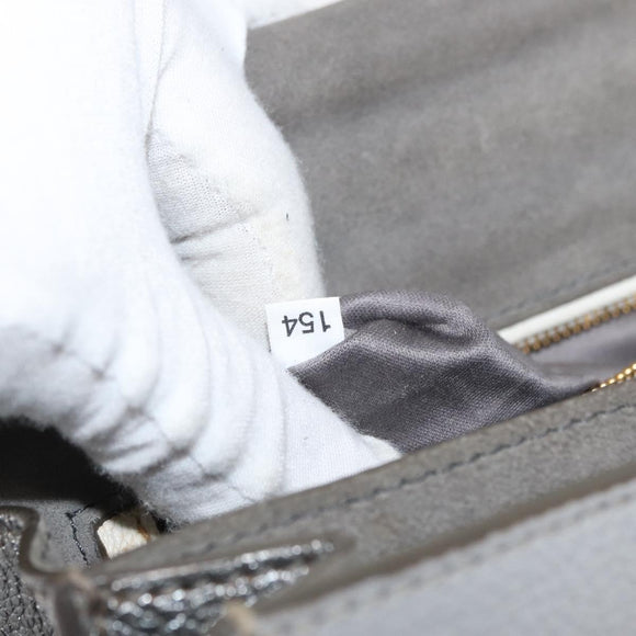 Miu Miu Shoulder Bag Leather Gray Gold Auth bs34805A