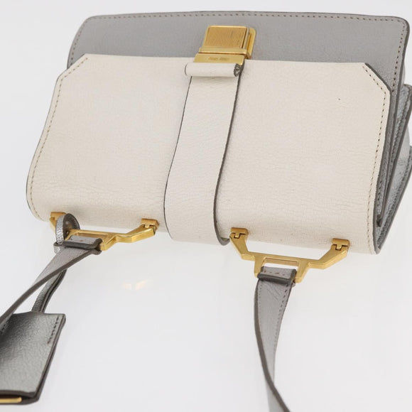 Miu Miu Shoulder Bag Leather Gray Gold Auth bs34805A