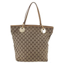 GUCCI GG Canvas Tote Bag Beige Gold 120836 Auth bs34806-3