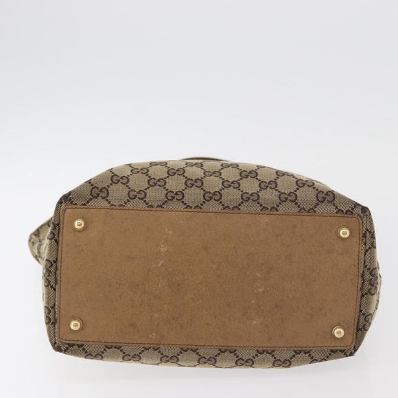 GUCCI GG Canvas Tote Bag Beige Gold 120836 Auth bs34806