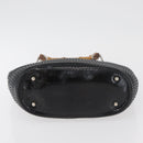 GUCCI Bamboo Hand Bag Patent Leather Black Silver 000 1817 0517 Auth bs34807-10