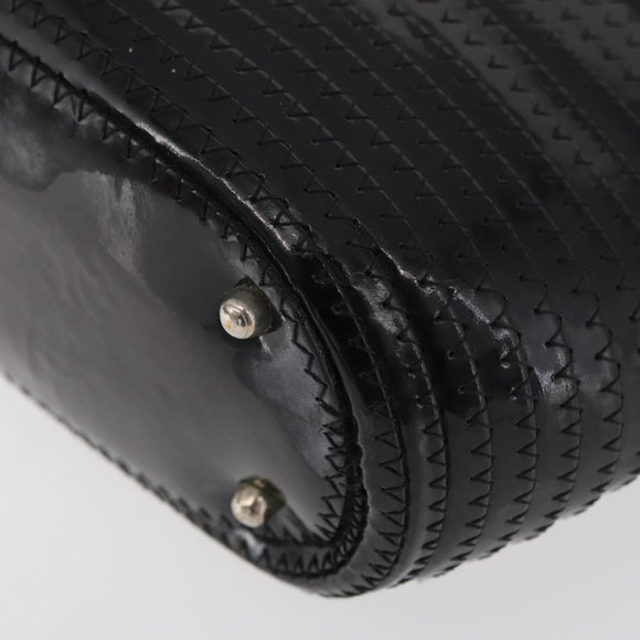 GUCCI Bamboo Hand Bag Patent Leather Black Silver 000 1817 0517 Auth bs34807