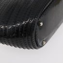 GUCCI Bamboo Hand Bag Patent Leather Black Silver 000 1817 0517 Auth bs34807-13