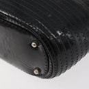 GUCCI Bamboo Hand Bag Patent Leather Black Silver 000 1817 0517 Auth bs34807-14