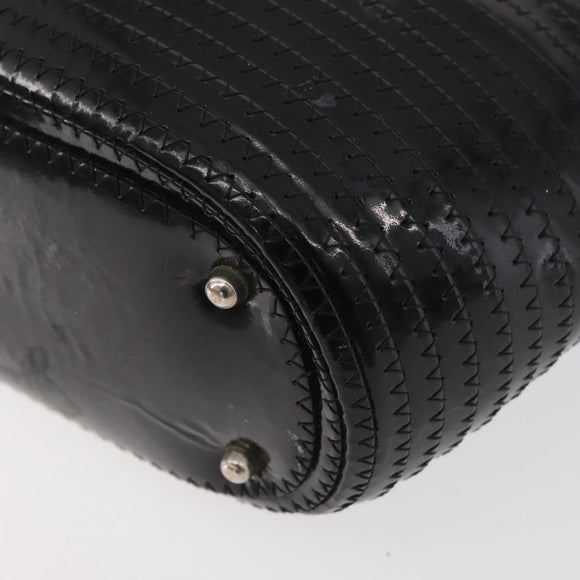 GUCCI Bamboo Hand Bag Patent Leather Black Silver 000 1817 0517 Auth bs34807