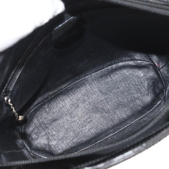 GUCCI Bamboo Hand Bag Patent Leather Black Silver 000 1817 0517 Auth bs34807