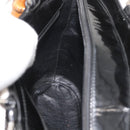 GUCCI Bamboo Hand Bag Patent Leather Black Silver 000 1817 0517 Auth bs34807-19
