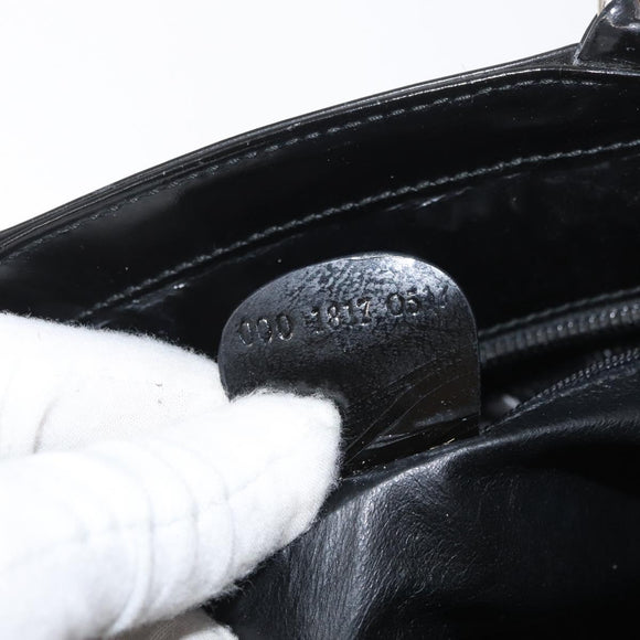 GUCCI Bamboo Hand Bag Patent Leather Black Silver 000 1817 0517 Auth bs34807