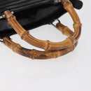 GUCCI Bamboo Hand Bag Patent Leather Black Silver 000 1817 0517 Auth bs34807-8