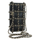 CHANEL Chain Shoulder Pouch Leather Black Gold CC Auth bs34809V-1