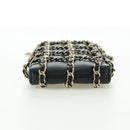 CHANEL Chain Shoulder Pouch Leather Black Gold CC Auth bs34809V-5