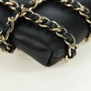 CHANEL Chain Shoulder Pouch Leather Black Gold CC Auth bs34809V-15