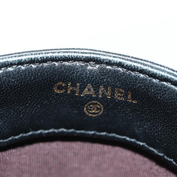 CHANEL Chain Shoulder Pouch Leather Black Gold CC Auth bs34809V
