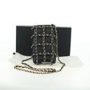 CHANEL Chain Shoulder Pouch Leather Black Gold CC Auth bs34809V-12