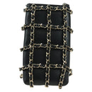 CHANEL Chain Shoulder Pouch Leather Black Gold CC Auth bs34809V-2