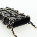 CHANEL Chain Shoulder Pouch Leather Black Gold CC Auth bs34809V-6