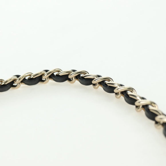 CHANEL Chain Shoulder Pouch Leather Black Gold CC Auth bs34809V
