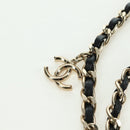 CHANEL Chain Shoulder Pouch Leather Black Gold CC Auth bs34809V-8