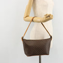 CELINE Macadam Canvas Shoulder Bag PVC Leather Brown Gold Auth bs34810-21