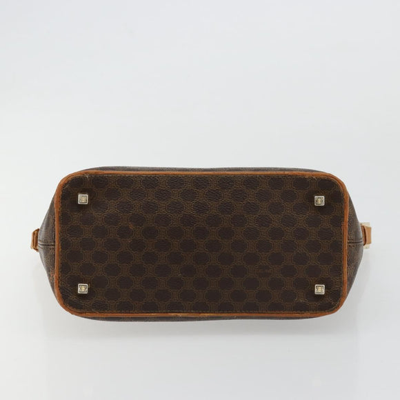 CELINE Macadam Canvas Shoulder Bag PVC Leather Brown Gold Auth bs34810