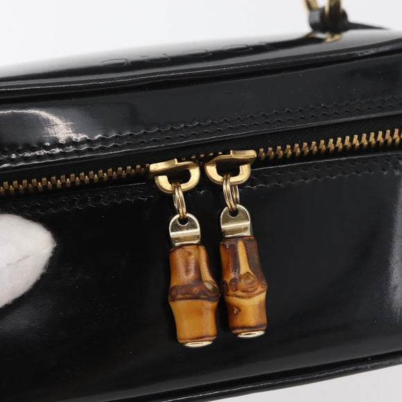 GUCCI Bamboo Vanity Patent Leather Black Gold 032 1705 0151 Auth bs34811