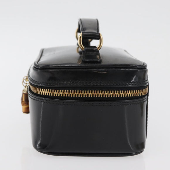 GUCCI Bamboo Vanity Patent Leather Black Gold 032 1705 0151 Auth bs34811