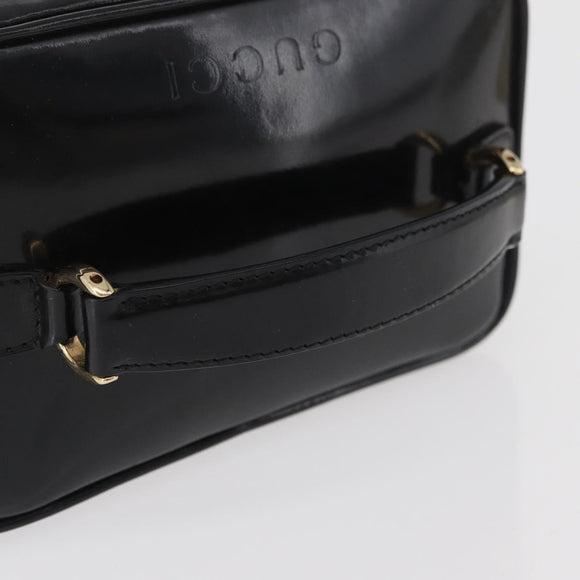 GUCCI Bamboo Vanity Patent Leather Black Gold 032 1705 0151 Auth bs34811
