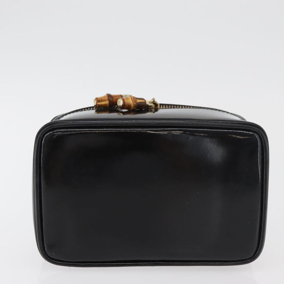 GUCCI Bamboo Vanity Patent Leather Black Gold 032 1705 0151 Auth bs34811