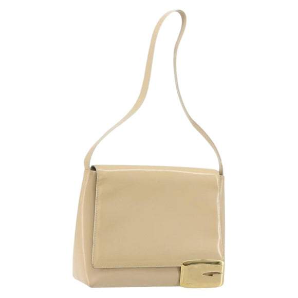 GUCCI Shoulder Bag Patent Leather Ivory Gold 001 3444 1812 Auth bs34812