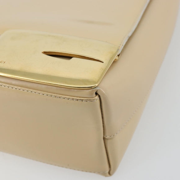 GUCCI Shoulder Bag Patent Leather Ivory Gold 001 3444 1812 Auth bs34812