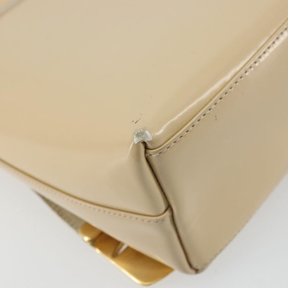 GUCCI Shoulder Bag Patent Leather Ivory Gold 001 3444 1812 Auth bs34812