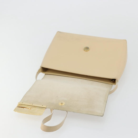GUCCI Shoulder Bag Patent Leather Ivory Gold 001 3444 1812 Auth bs34812