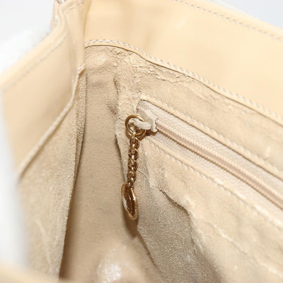 GUCCI Shoulder Bag Patent Leather Ivory Gold 001 3444 1812 Auth bs34812