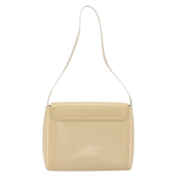GUCCI Shoulder Bag Patent Leather Ivory Gold 001 3444 1812 Auth bs34812
