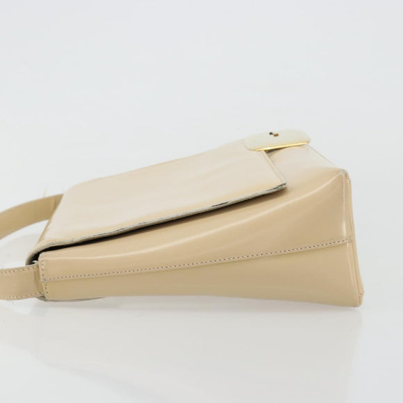 GUCCI Shoulder Bag Patent Leather Ivory Gold 001 3444 1812 Auth bs34812