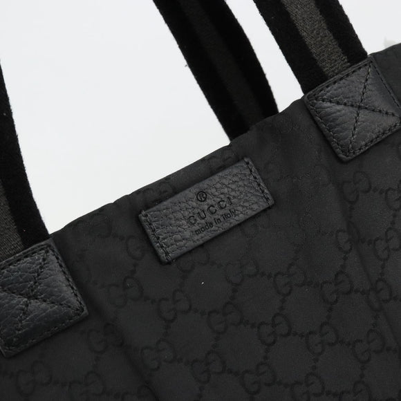 GUCCI GG Canvas Sherry Line Bag Nylon Outlet Black Silver 449178 Auth bs34813