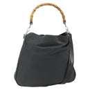 GUCCI Bamboo Shoulder Bag Nylon 2way Gray Silver 001 2123 1577 Auth bs34814-1