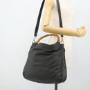 GUCCI Bamboo Shoulder Bag Nylon 2way Gray Silver 001 2123 1577 Auth bs34814-24