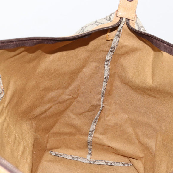 GUCCI GG Plus Supreme Web Sherry Line Tote Bag PVC Beige Gold Auth bs34820