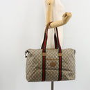 GUCCI GG Plus Supreme Web Sherry Line Tote Bag PVC Beige Gold Auth bs34820-22
