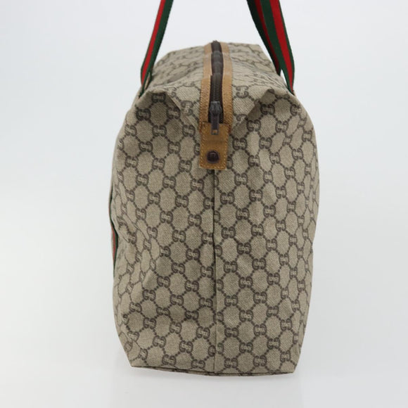 GUCCI GG Plus Supreme Web Sherry Line Tote Bag PVC Beige Gold Auth bs34820