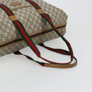 GUCCI GG Plus Supreme Web Sherry Line Tote Bag PVC Beige Gold Auth bs34820-7