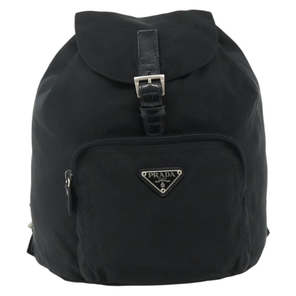 PRADA Backpack Nylon Black Silver Auth bs34821