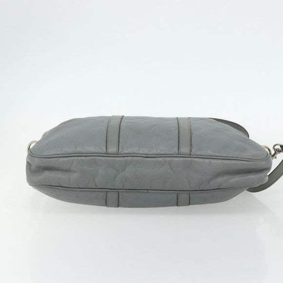 GUCCI GG Canvas Guccissima Hand Bag Leather 2way Gray Silver 201480 Auth bs34822