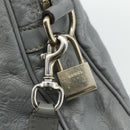 GUCCI GG Canvas Guccissima Hand Bag Leather 2way Gray Silver 201480 Auth bs34822-17