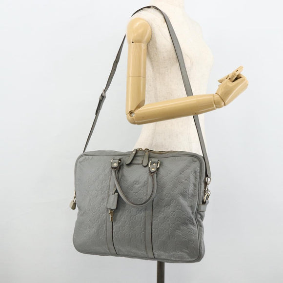 GUCCI GG Canvas Guccissima Hand Bag Leather 2way Gray Silver 201480 Auth bs34822